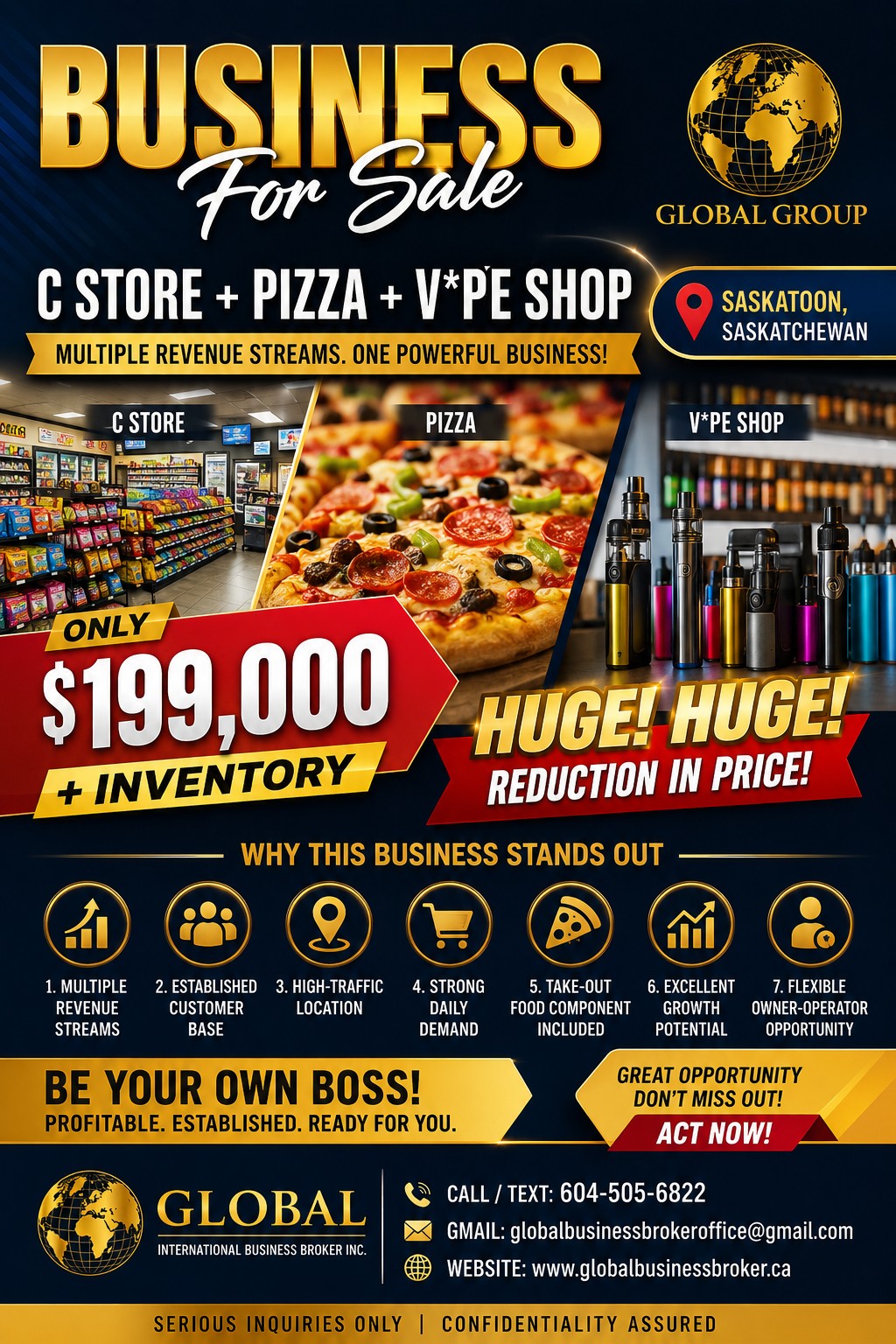 Established Convenience Store + Take-Out Pizza + V*PE Shop